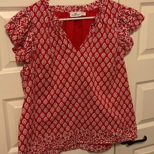 Vineyard Vines Red and White Patterned Blouse